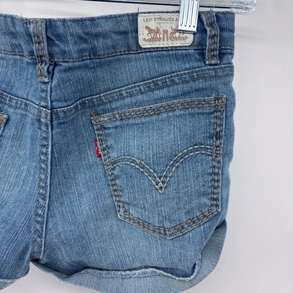 Levi Strauss & Co. Denim Jean Shorts Girls Cuffed Hem Adjustable Waist
